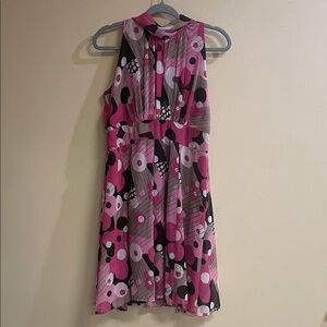 Voir Pink and Black Geometric Sleeveless Dress Size 8